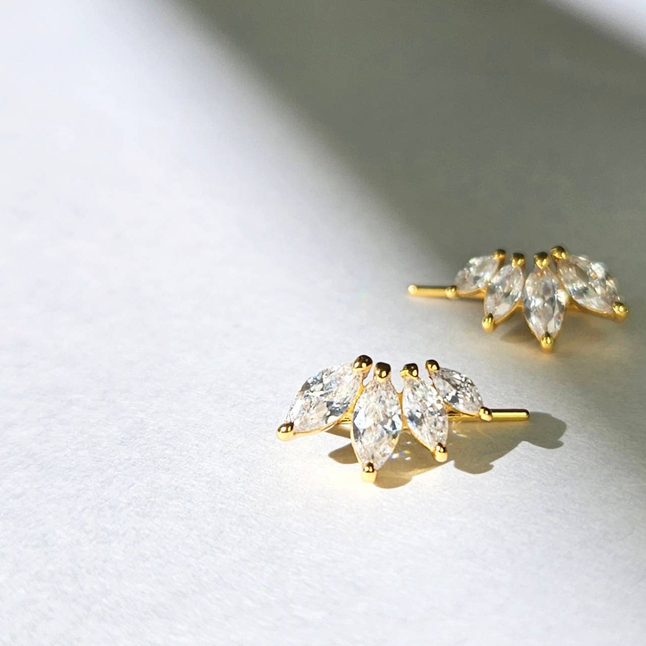 Radiant Marquise White Cubic Zirconia Climber Earrings