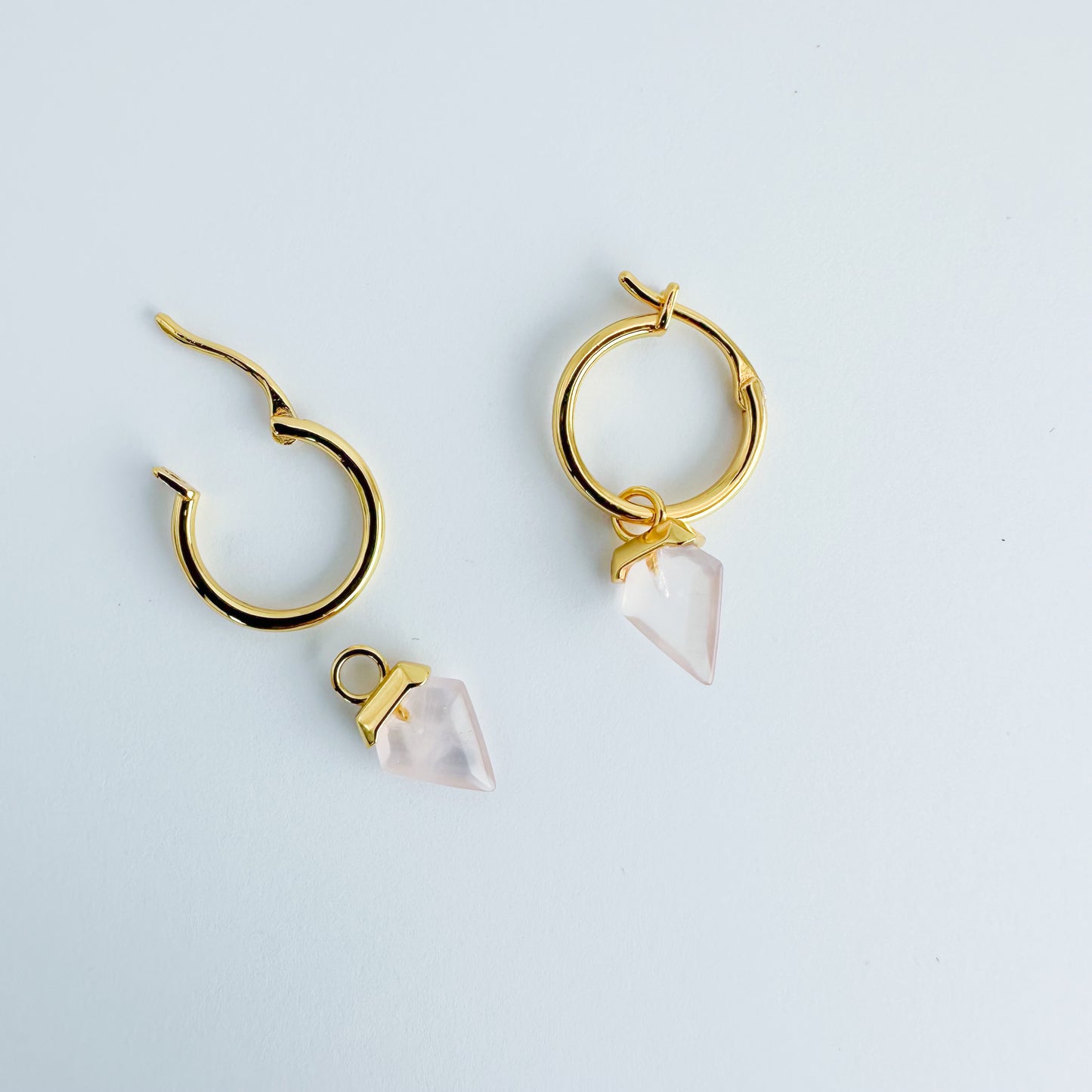 Rose Quartz Crystal Dangle Earrings