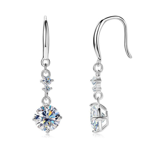 Moissanite Drop Platinum-plated Sterling Silver Dangle Earrings