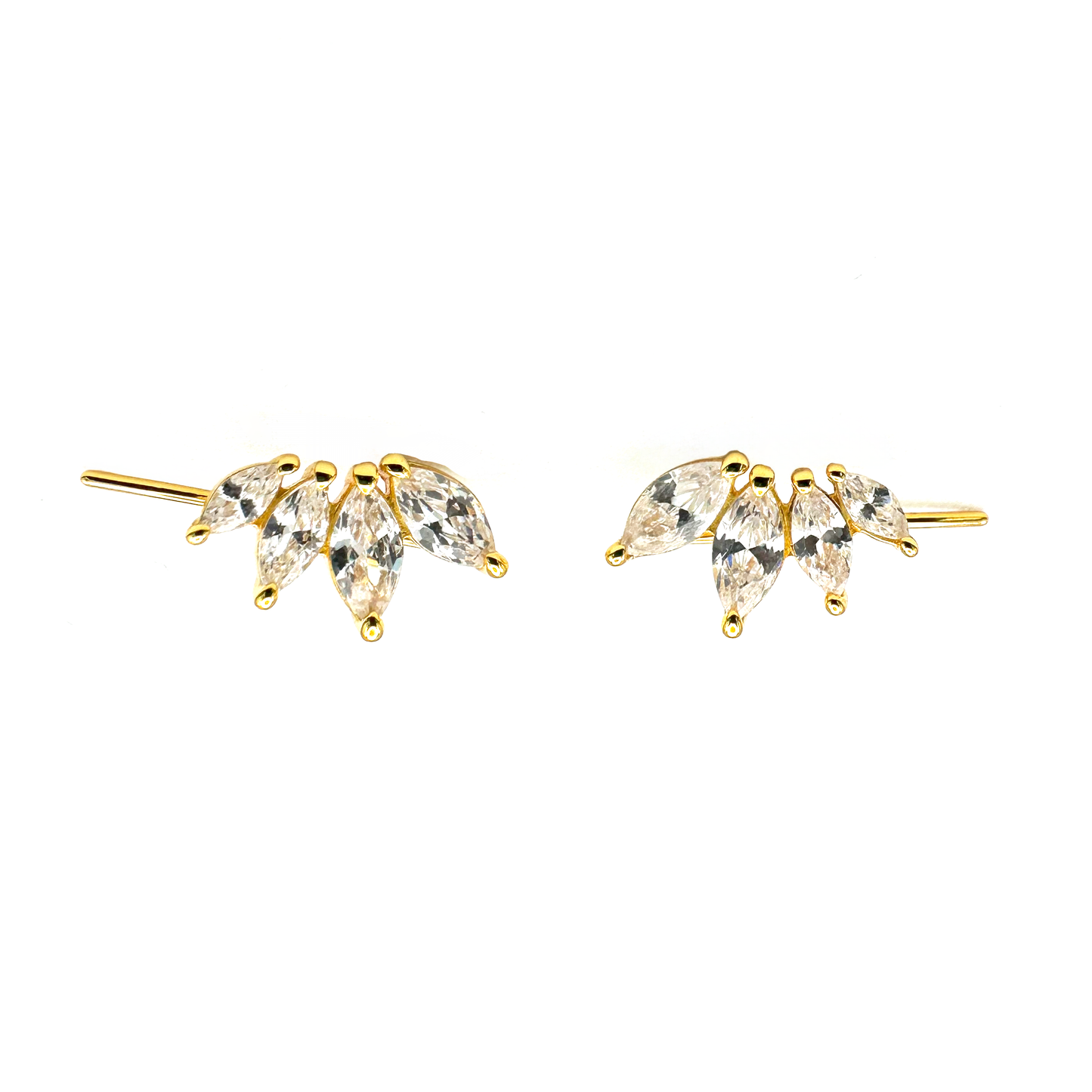 Radiant Marquise White Cubic Zirconia Climber Earrings