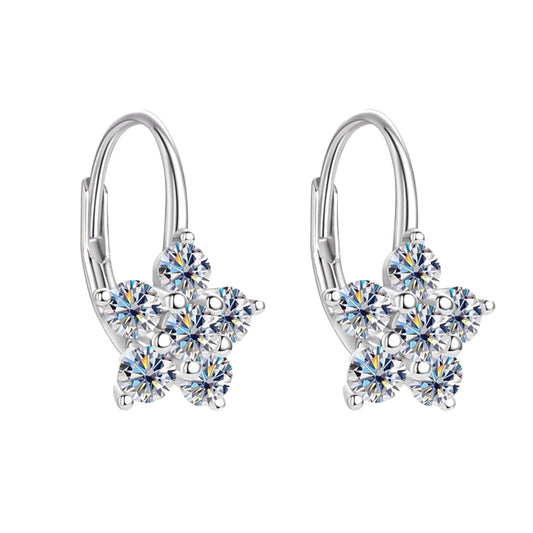 Moissanite Floral Platinum-plated Sterling Silver Leverback Earrings