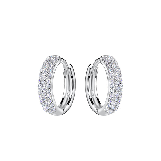 Night on the Town Silver Hoop Earrings with Cubic Zirconia