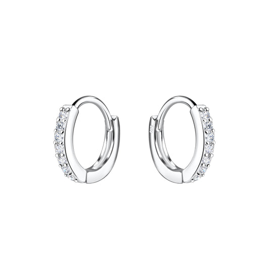 Prong-set Cubic Zirconia Huggie Earrings (11 mm)