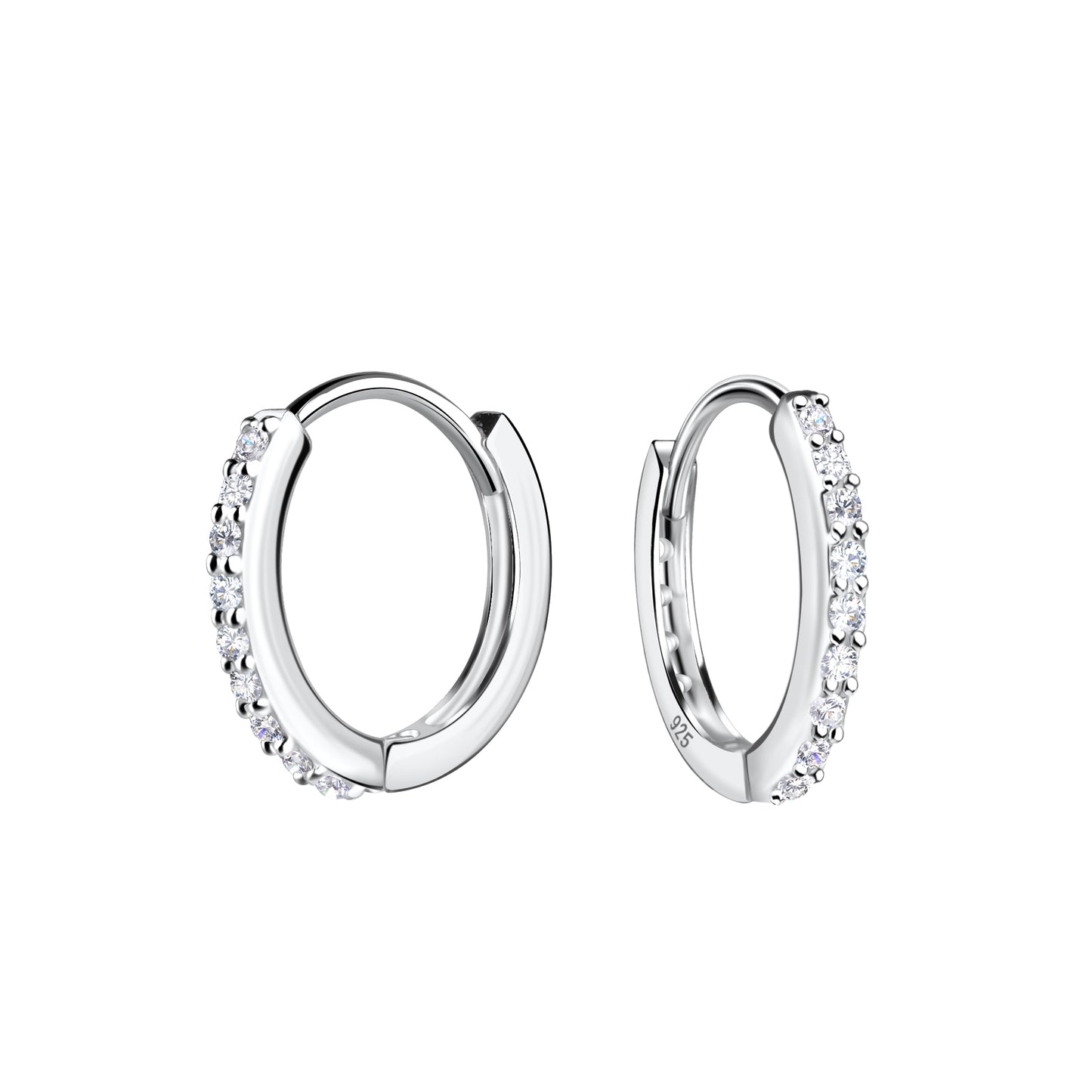 Prong-set Cubic Zirconia Huggie Earrings (14 mm)