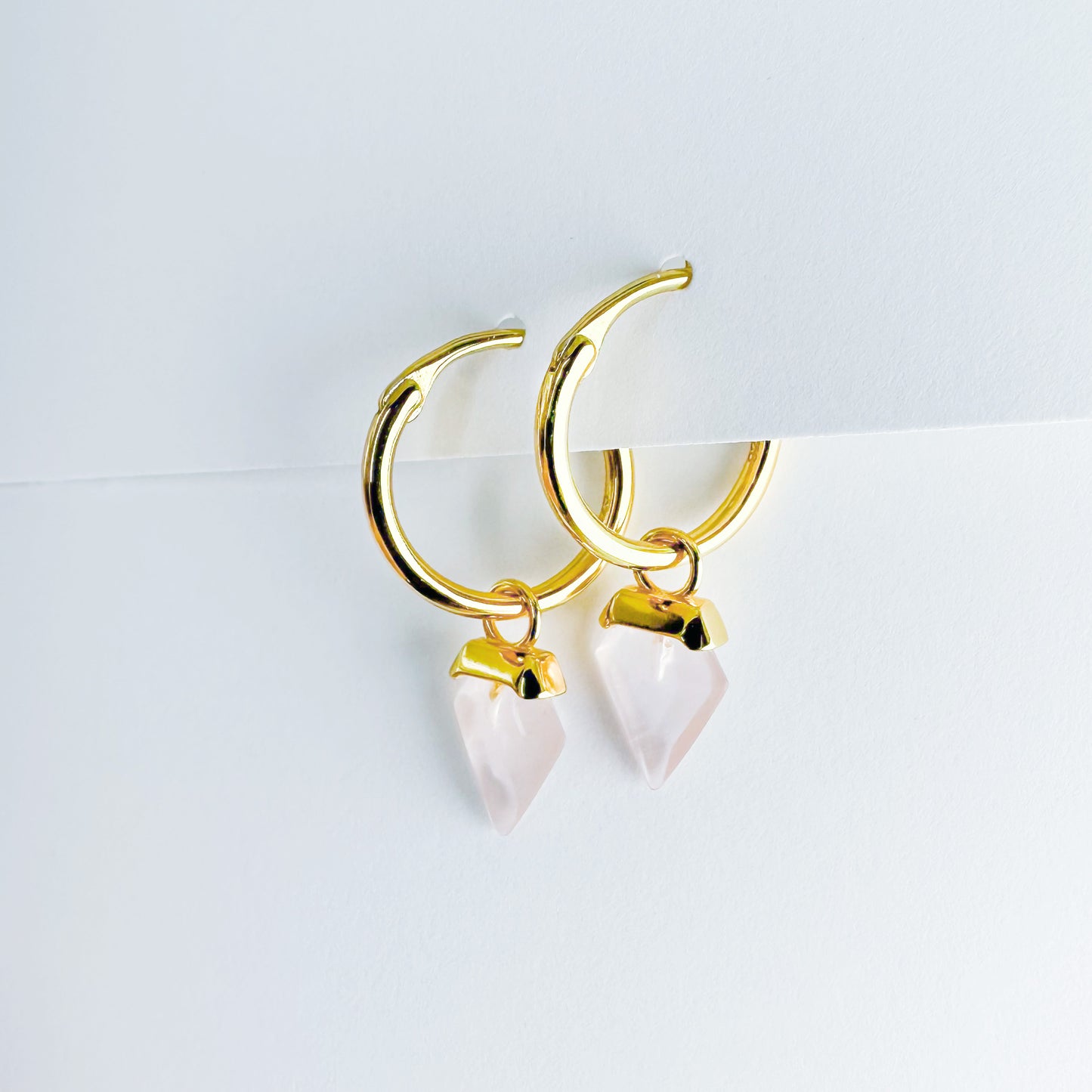 Rose Quartz Crystal Dangle Earrings