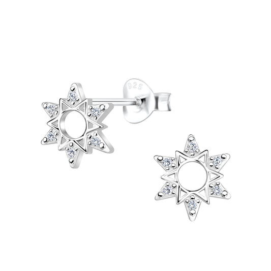 Sunshine Silver Stud Earrings with Cubic Zirconia