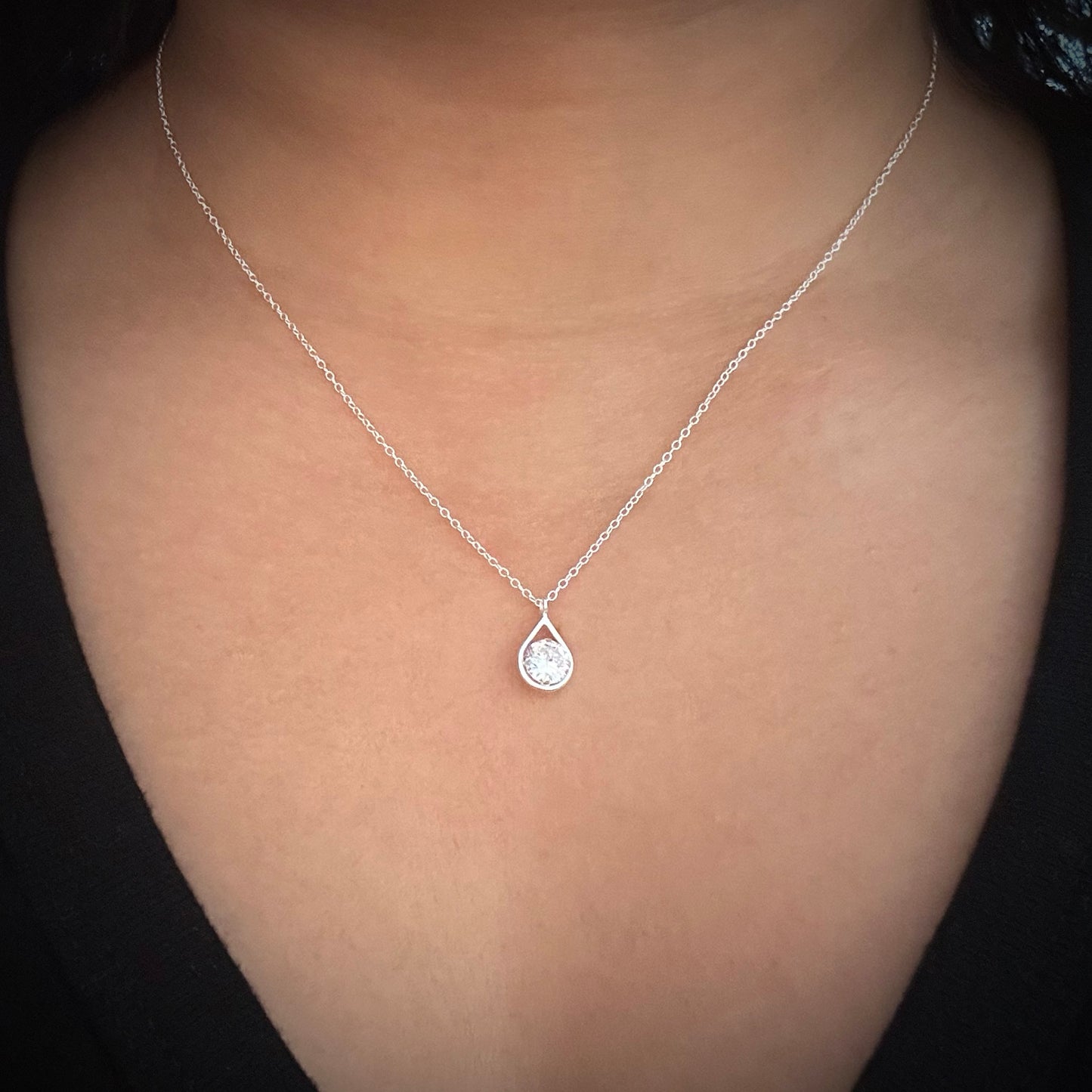 Tears of Joy Tear Drop Cubic Zirconia Necklace