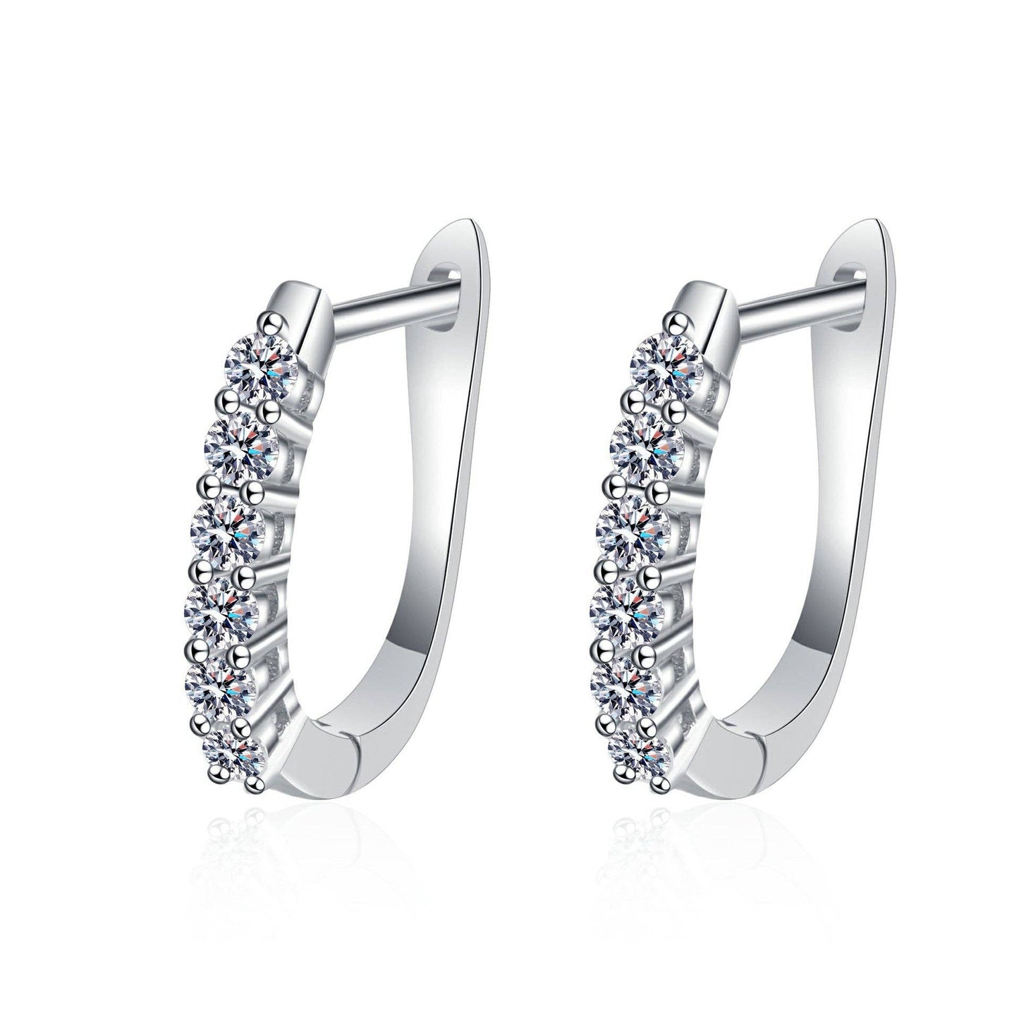 Moissanite Platinum-plated Sterling Silver Oval Locking Hoop Earrings