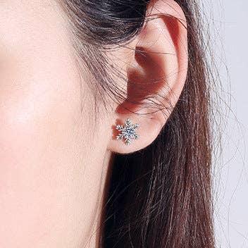 Moissanite Platinum-plated Sterling Silver Snowflake Stud Earrings