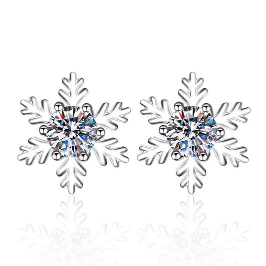 Moissanite Platinum-plated Sterling Silver Snowflake Stud Earrings