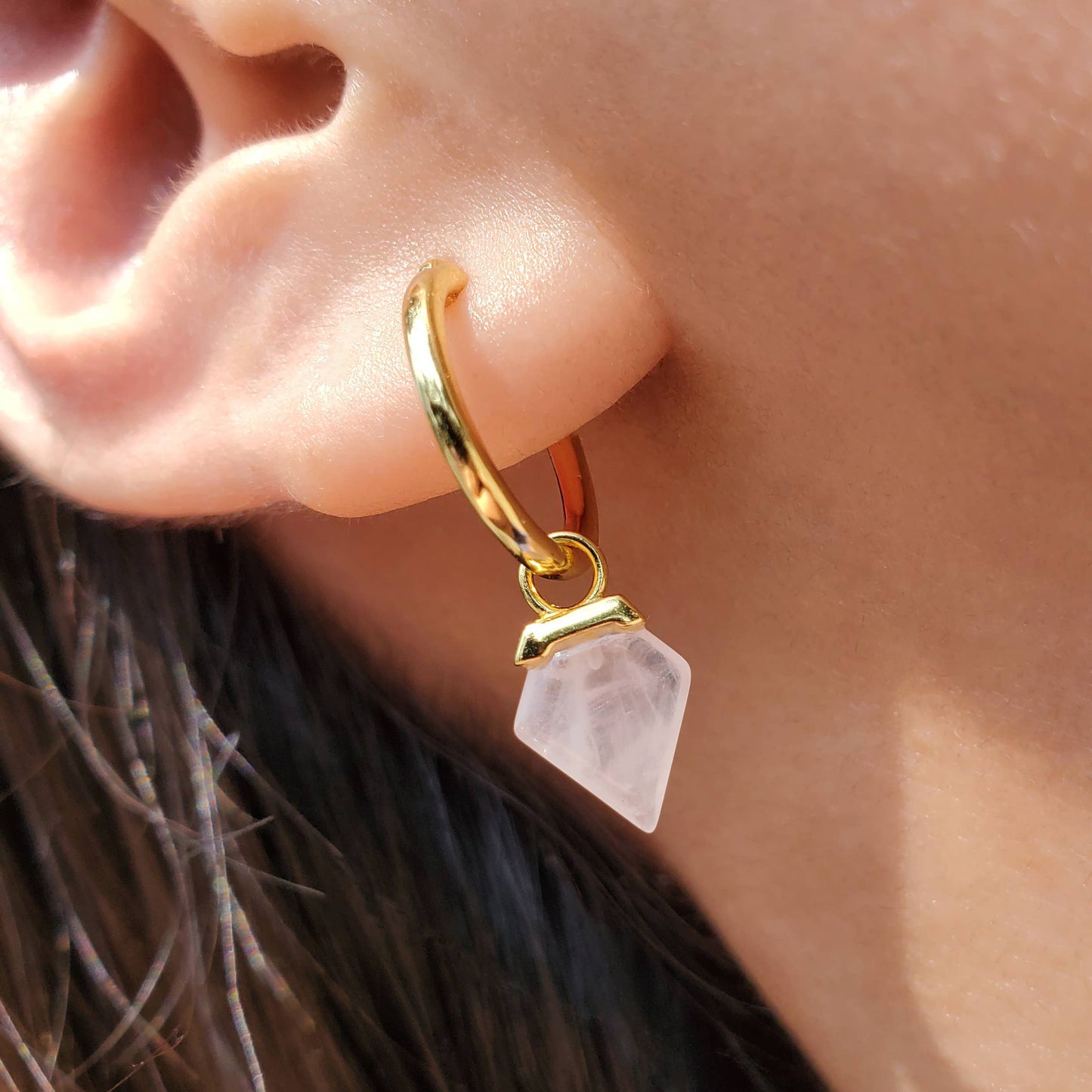 Rose Quartz Crystal Dangle Earrings