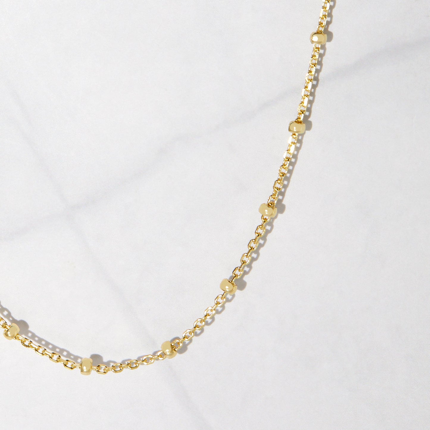 Lovely Gold Beaded Chain Necklace